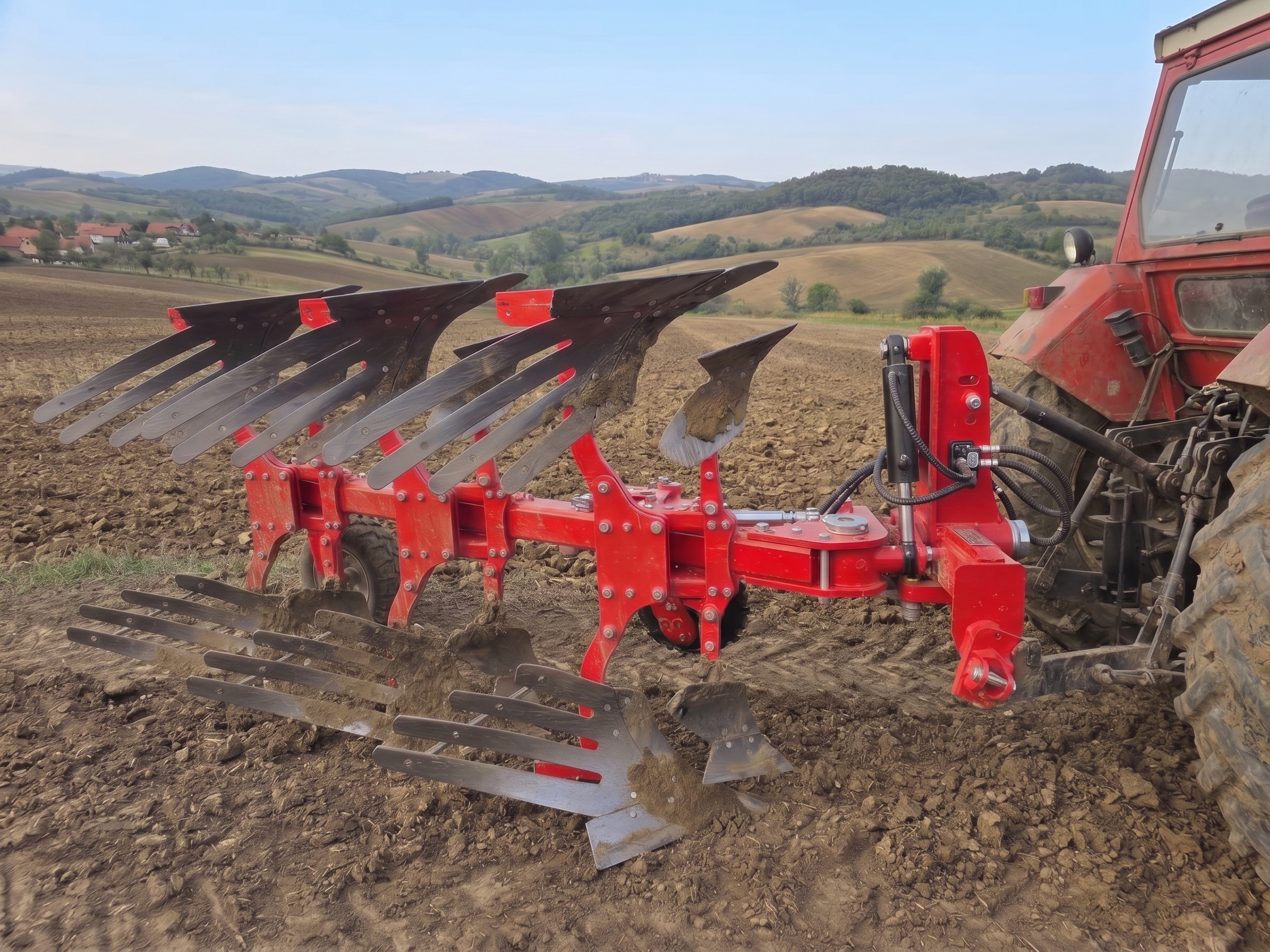 Premetni plug Pioneer sa četiri tela u radu kod Kragujevca